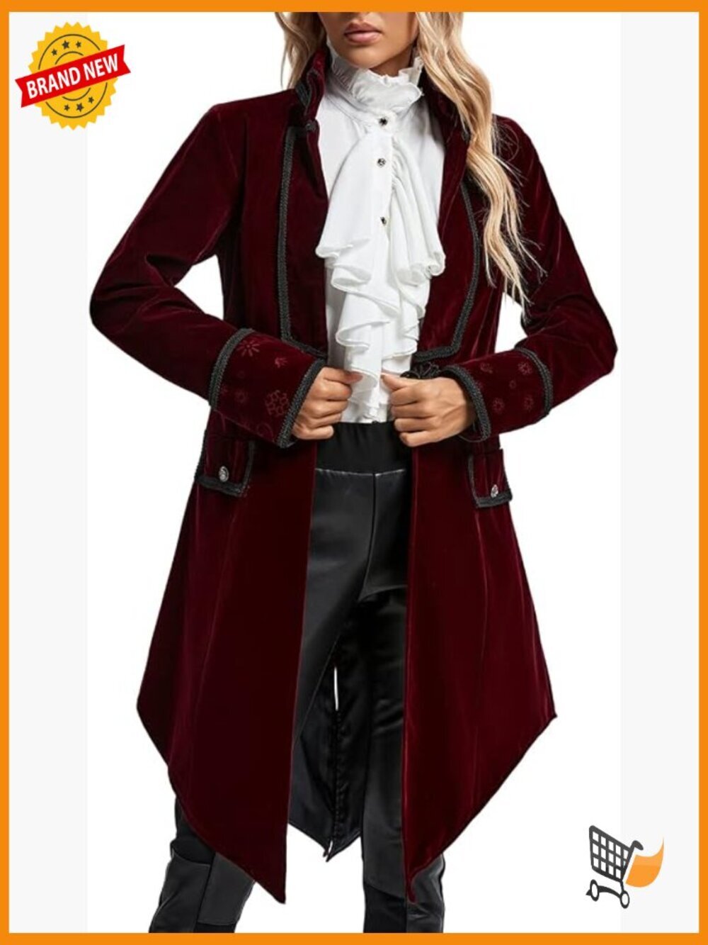 Victorian Gothic Vintage Tailcoat Pirate Jacket Steampunk Long Coat